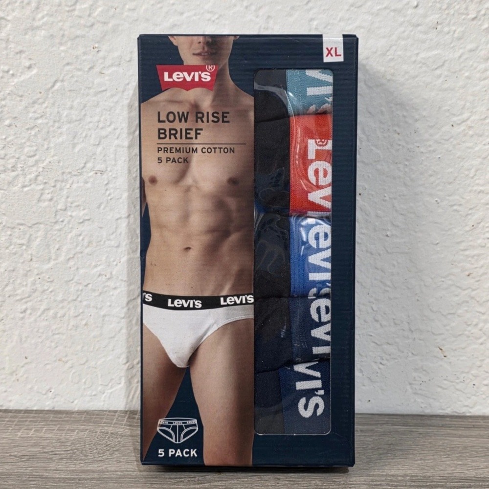 Levis Mens Low Rise Brief Premium Cotton 5 Pack XL Waist Band Logo HMBF505